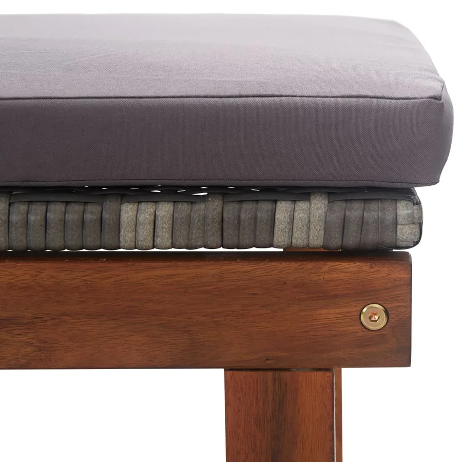 Chaise longue et coussin Résine tressée et bois d'acacia Noir - 19