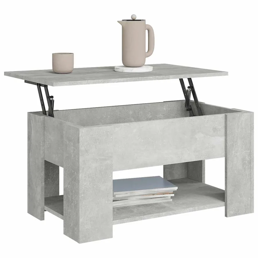 Table basse gris béton 79x49x41 cm bois d'ingénierie - 7