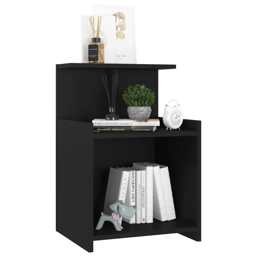 Tables de chevet 2 pcs Noir 40x35x60 cm Aggloméré - 6