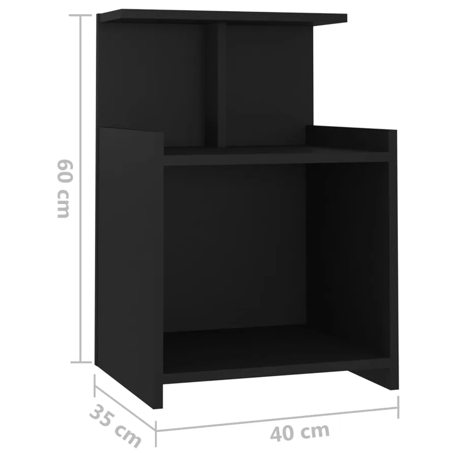 Tables de chevet 2 pcs Noir 40x35x60 cm Aggloméré - 7