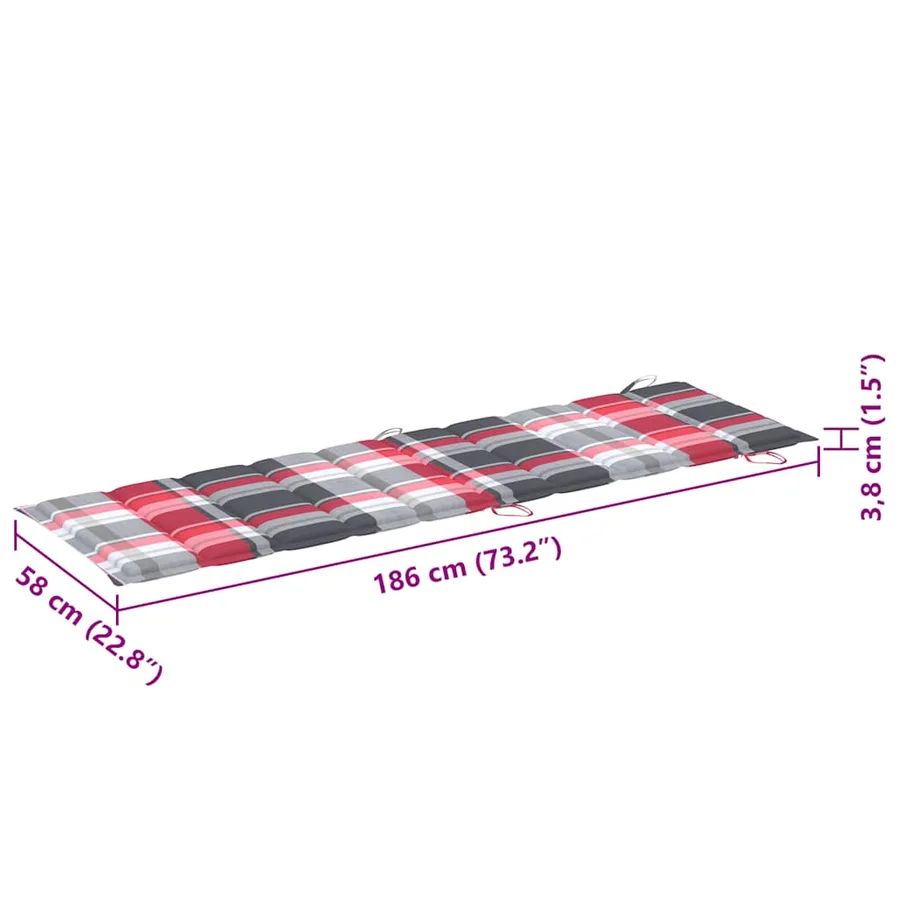 Chaises longues lot de 2 avec table et coussins Acacia solide - 20