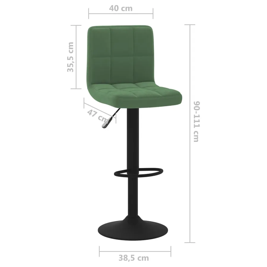 Tabourets de bar lot de 2 vert foncé velours - 9