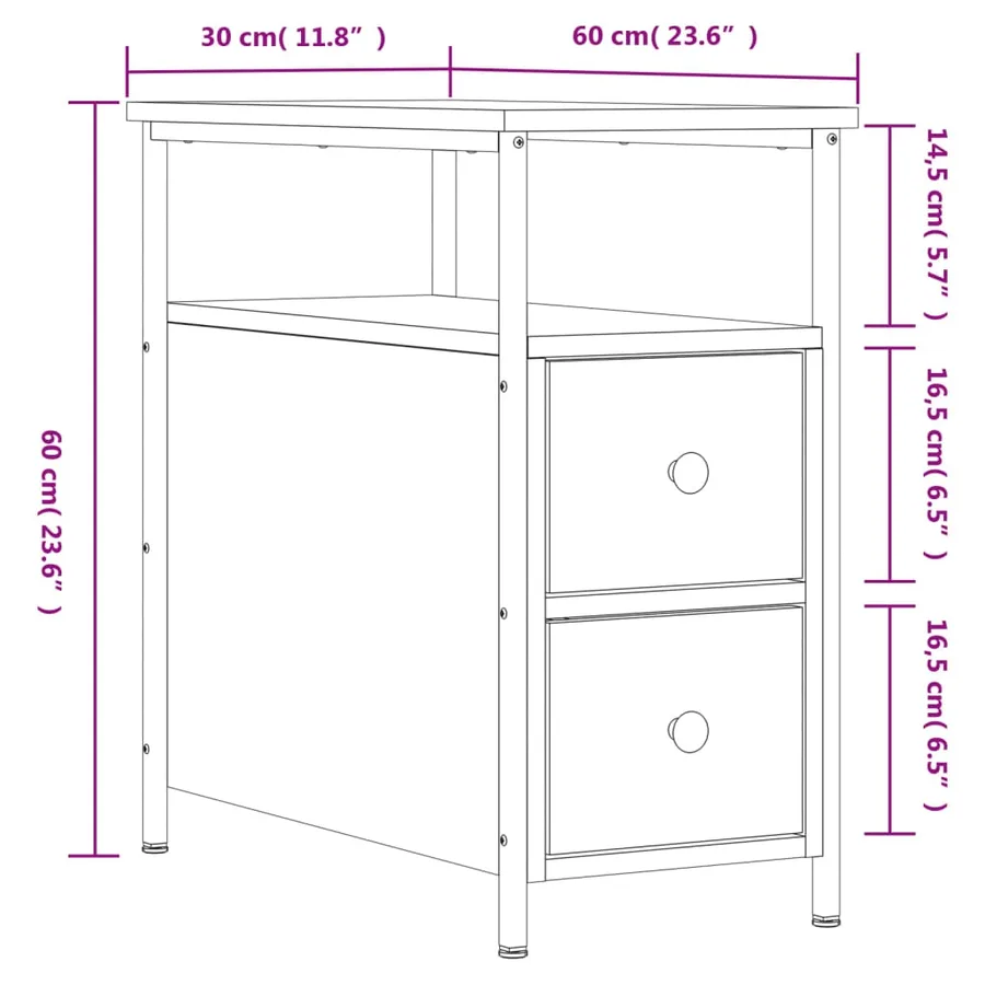 Tables de chevet 2 pcs noir 30x60x60 cm bois d’ingénierie - 12