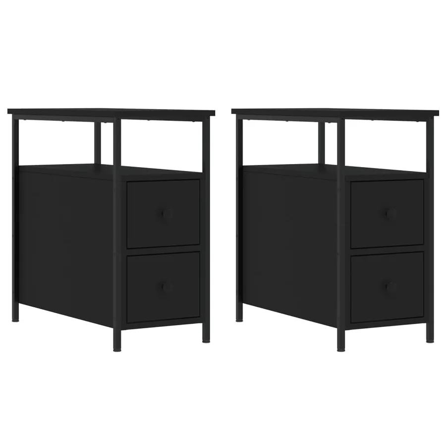 Tables de chevet 2 pcs noir 30x60x60 cm bois d’ingénierie - 2