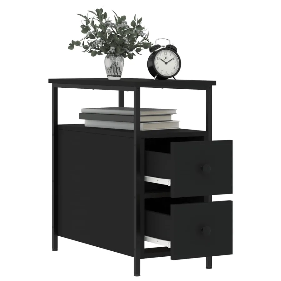 Tables de chevet 2 pcs noir 30x60x60 cm bois d’ingénierie - 4