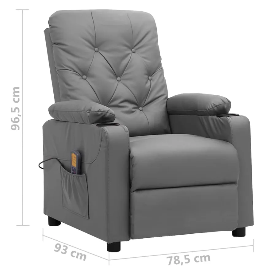 Fauteuil de massage Gris Similicuir - 8