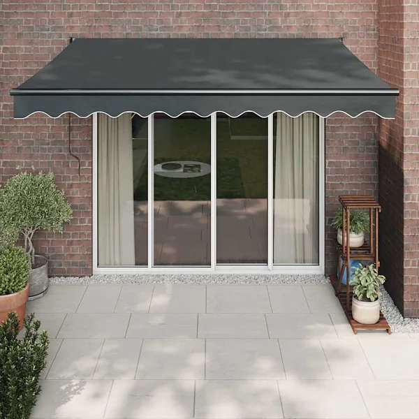 Auvent rétractable anthracite 3,5x2,5 m tissu et aluminium