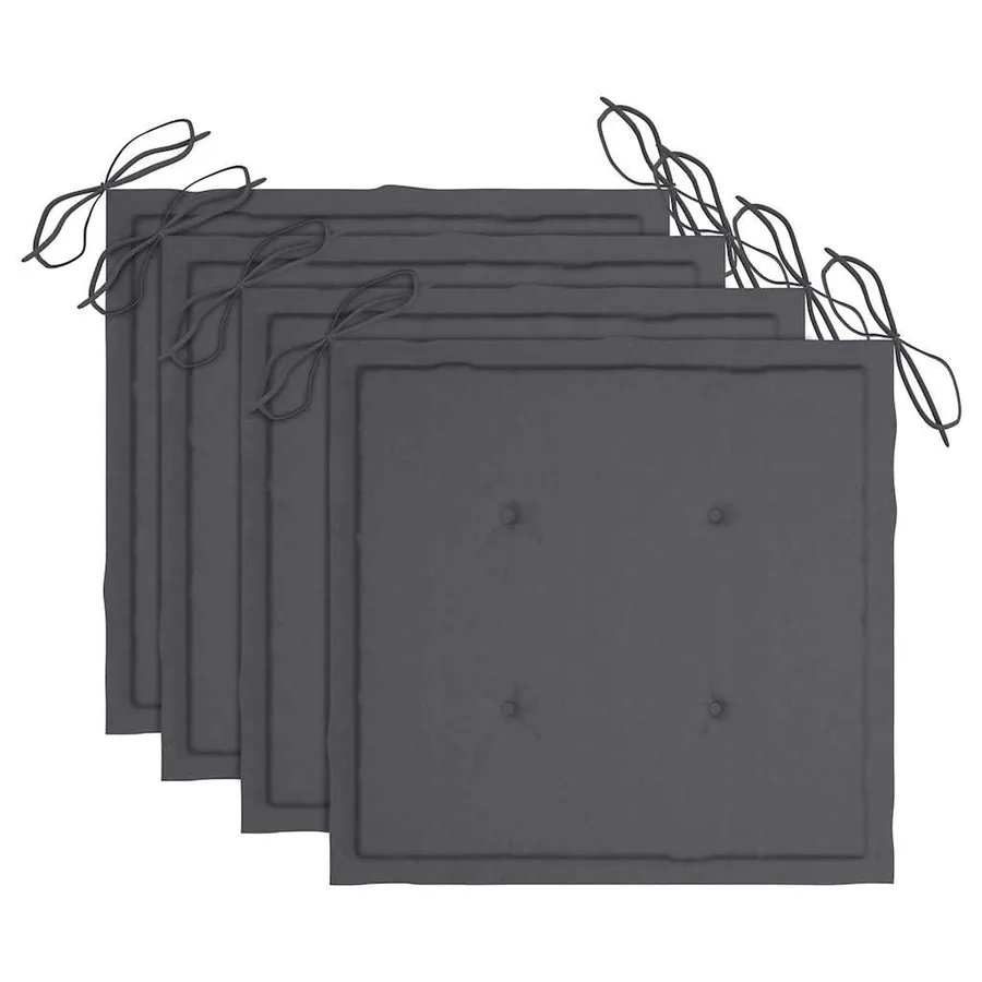 Chaises de jardin lot de 4 avec coussins Bois de teck massif - 8