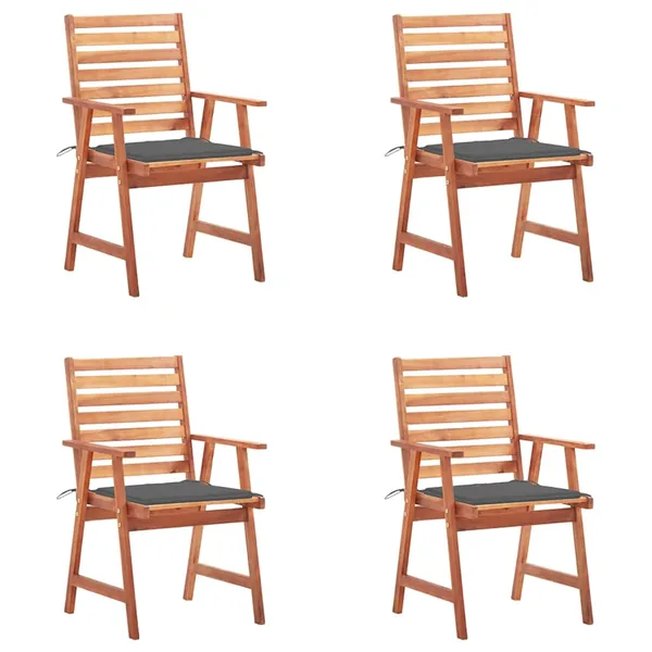 Chaises à manger d'extérieur lot de 4 et coussins Acacia massif