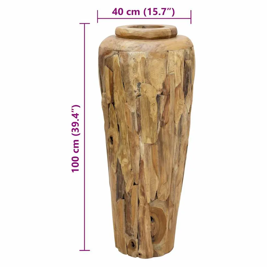 Vase de décoration 40 x 100 cm Bois de teck solide - 7