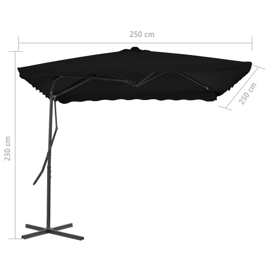 Parasol de jardin avec mât en acier noir 250x250x230 cm - 6