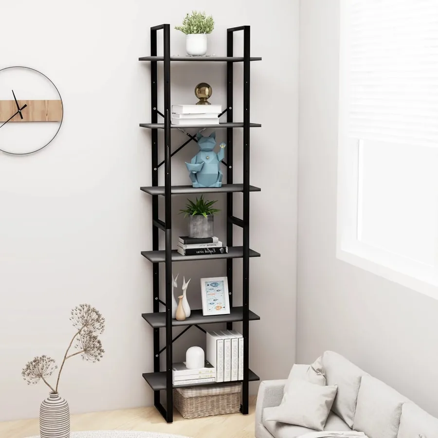 Étagère de rangement Gris 60x30x210 cm Bois d'ingénierie - 4