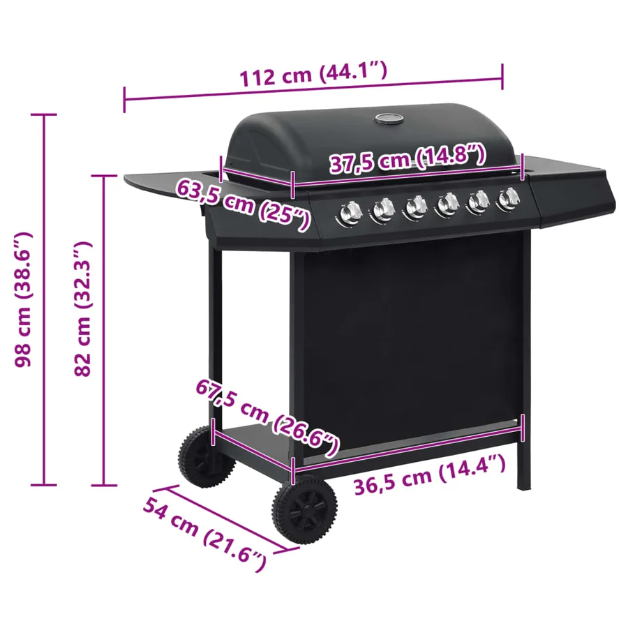 Barbecue au gaz avec 6 zones de cuisson Acier Noir - 7