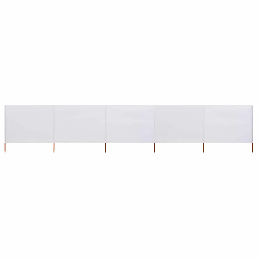 Paravent 5 panneaux Tissu 600 x 160 cm Blanc sable