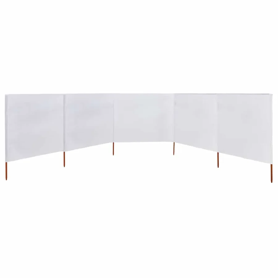 Paravent 5 panneaux Tissu 600 x 160 cm Blanc sable - 3
