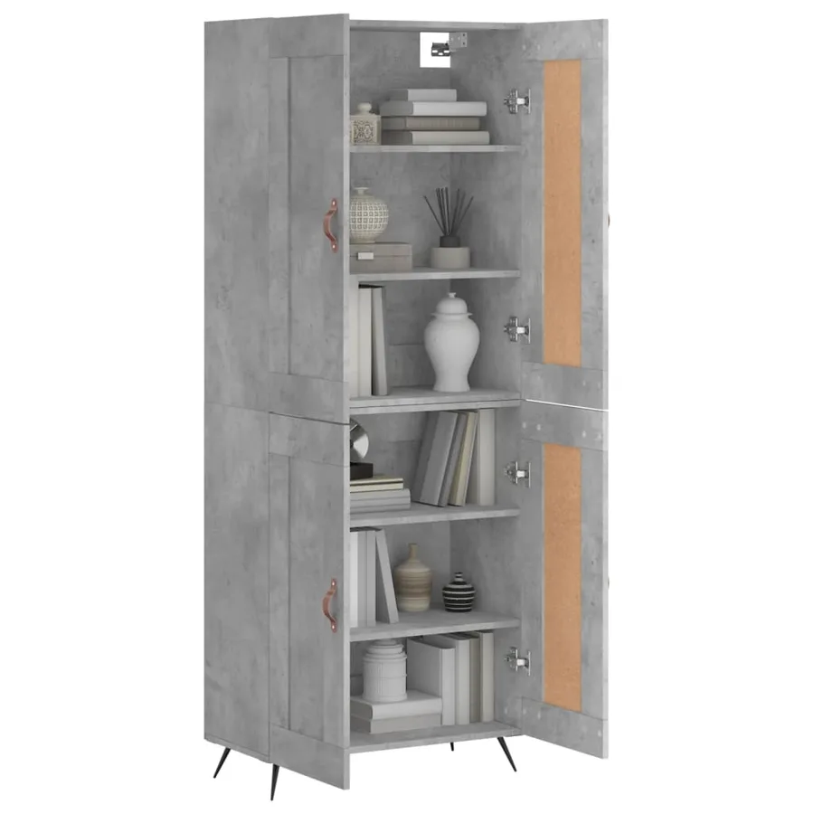 Buffet haut Gris béton 69,5x34x180 cm Bois d'ingénierie - 3
