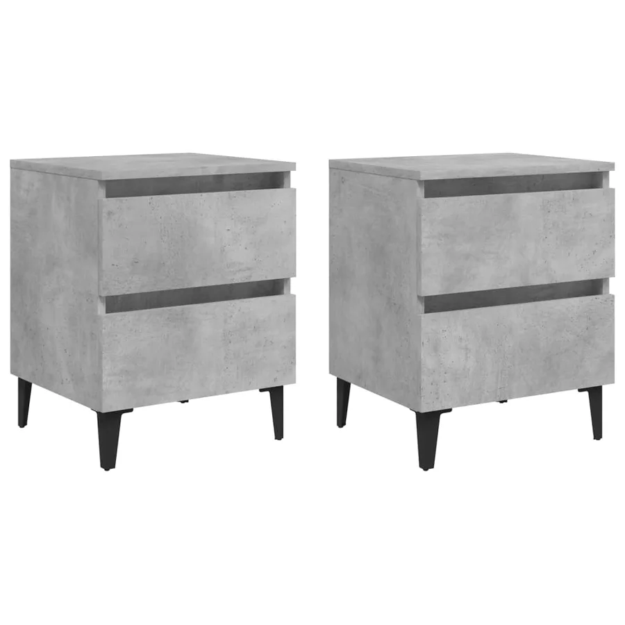 Tables de chevet 2 pcs gris béton 40x35x50 cm bois d'ingénierie - 2