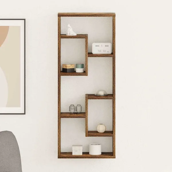Étagère murale Chêne fumé 36x16x90 cm Bois d'ingénierie