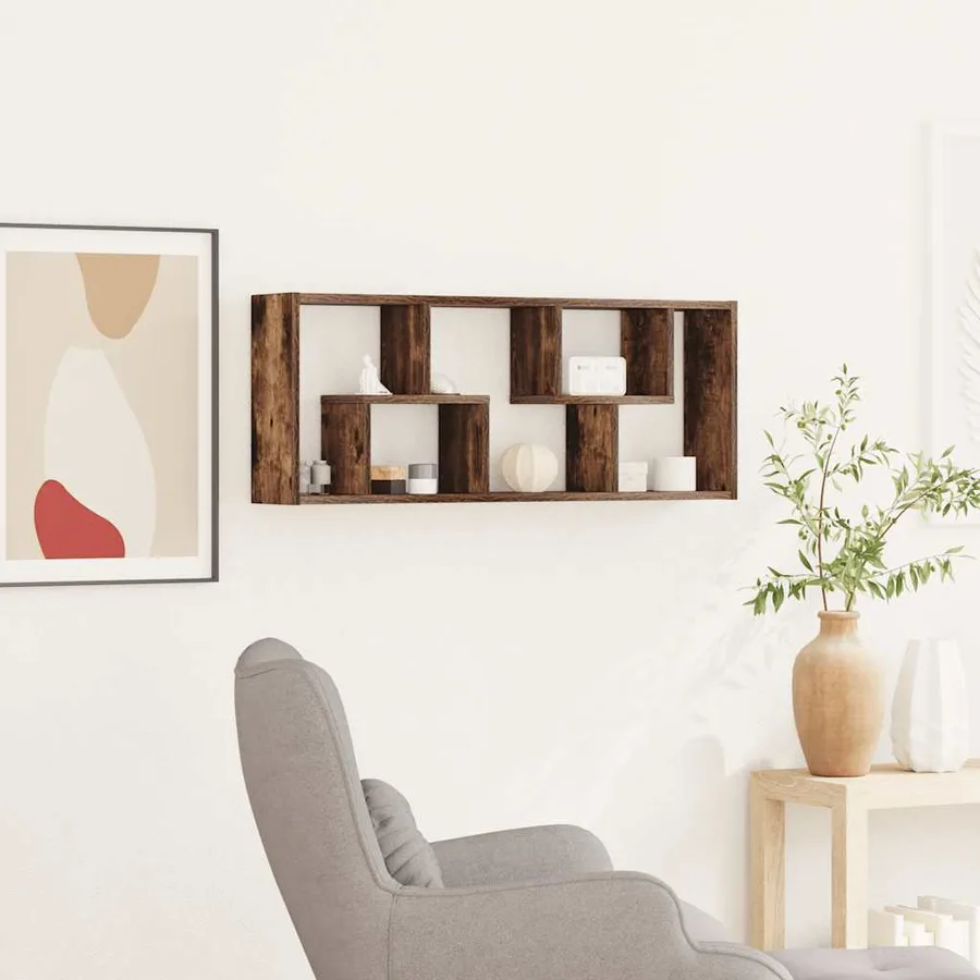 Étagère murale Chêne fumé 36x16x90 cm Bois d'ingénierie - 3