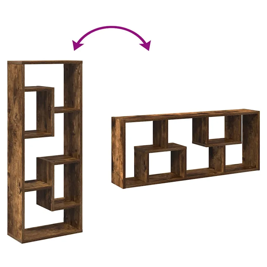Étagère murale Chêne fumé 36x16x90 cm Bois d'ingénierie - 8