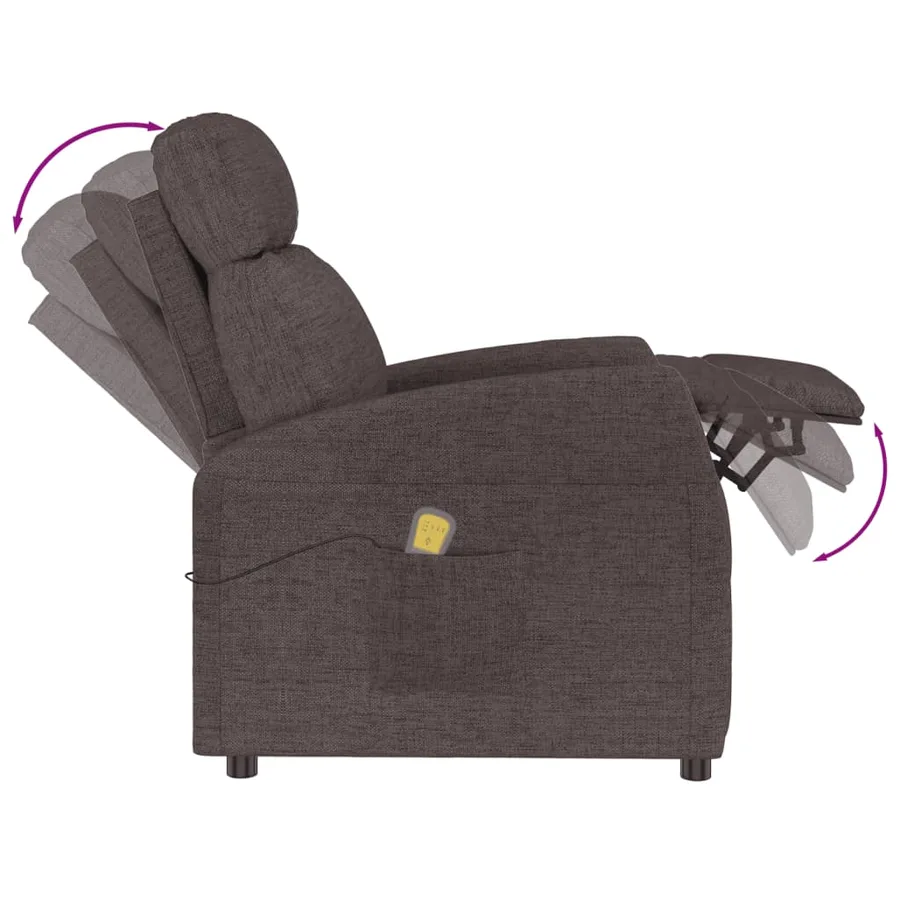 Fauteuil de massage Marron foncé Tissu - 7