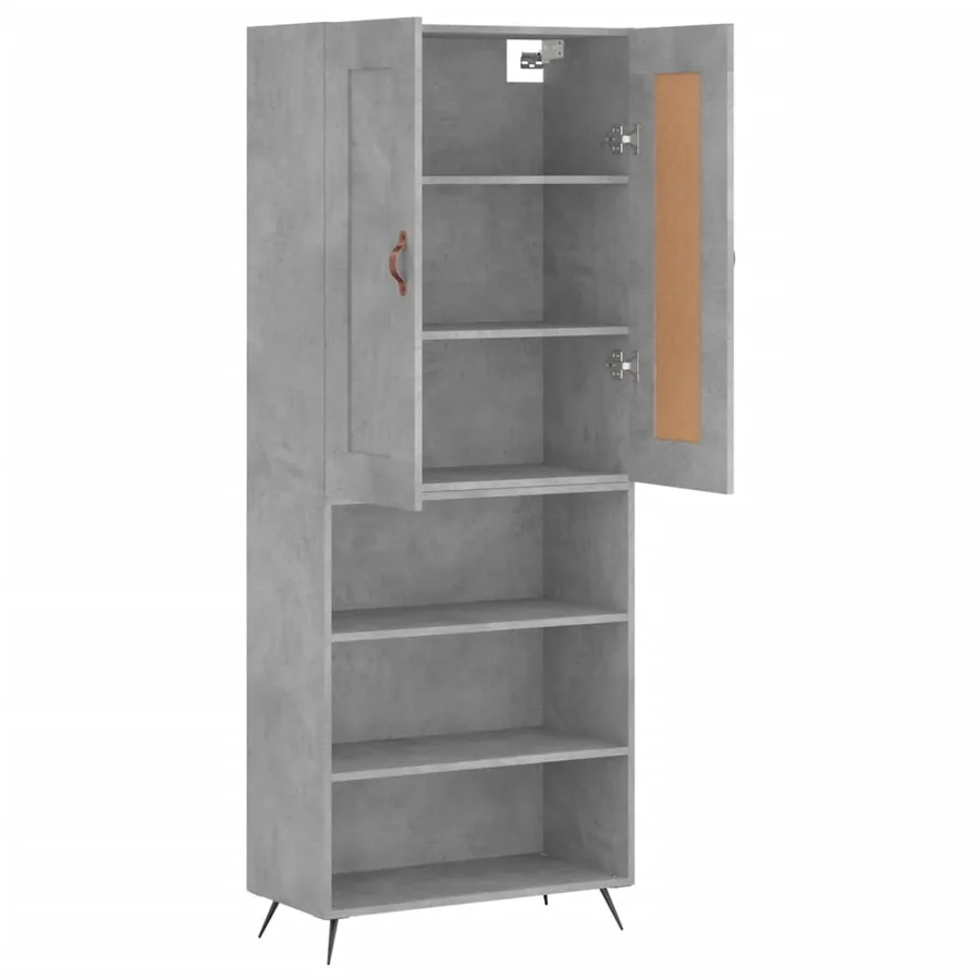 Buffet haut Gris béton 69,5x34x180 cm Bois d'ingénierie - 3