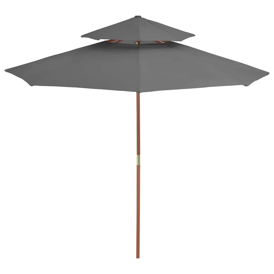 Parasol à deux étages avec mât en bois 270 cm anthracite - 2