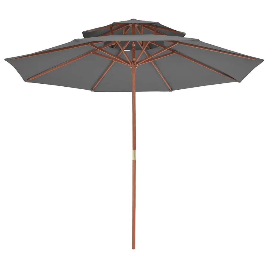 Parasol à deux étages avec mât en bois 270 cm anthracite - 3