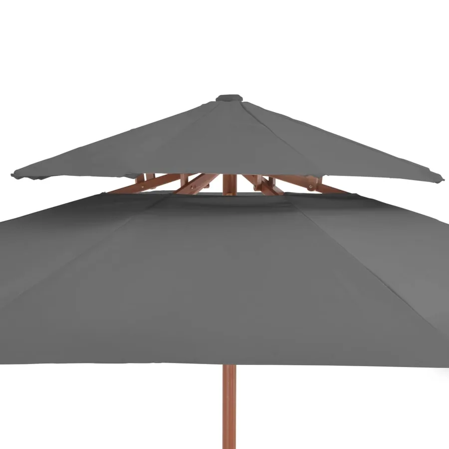 Parasol à deux étages avec mât en bois 270 cm anthracite - 5