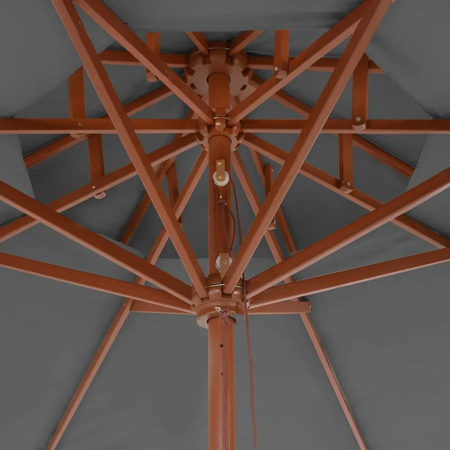 Parasol à deux étages avec mât en bois 270 cm anthracite - 6