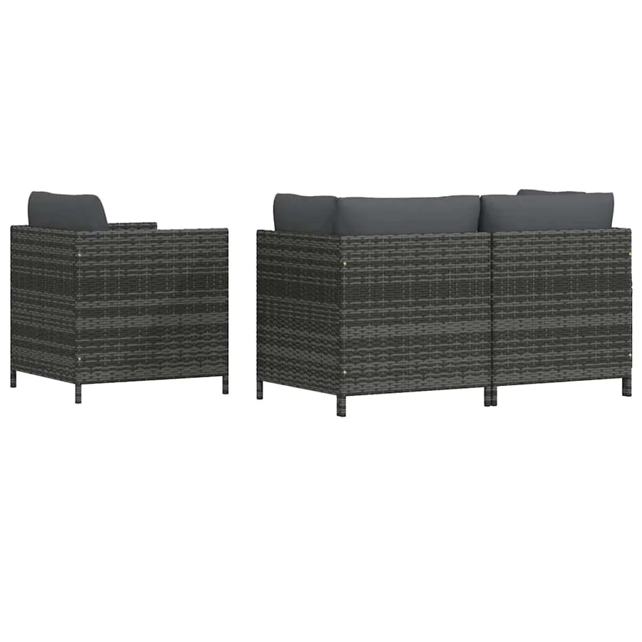 Salon de jardin 4 pcs avec coussins Résine tressée Gris - 6