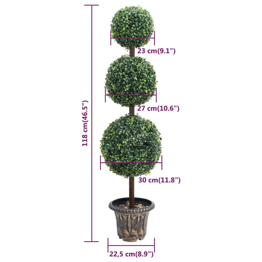 Plante de buis artificiel avec pot Forme de boule Vert 118 cm - 5