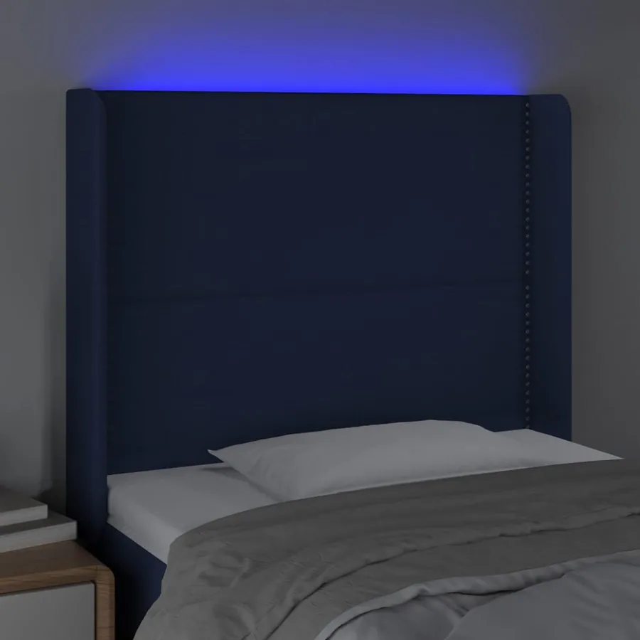 Tête de lit à LED Bleu 103x16x118/128 cm Tissu - 4