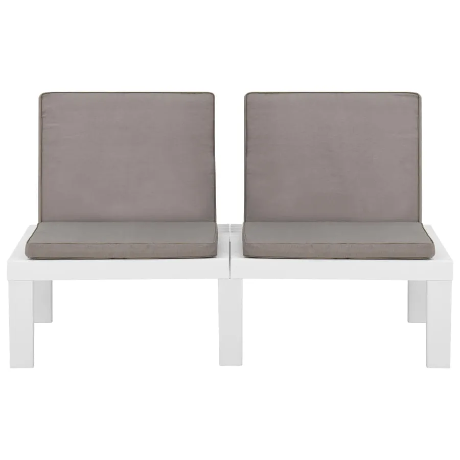 Banc de salon de jardin avec coussin Plastique Blanc - 2