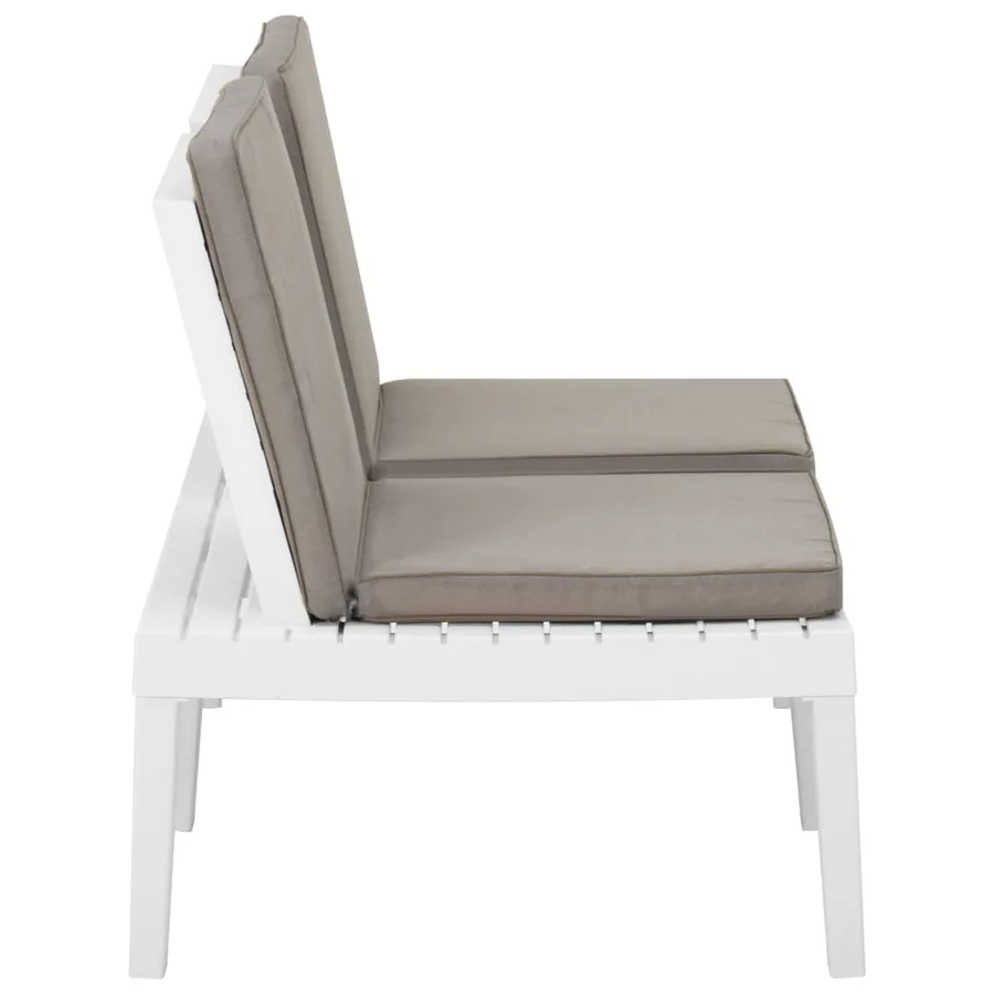 Banc de salon de jardin avec coussin Plastique Blanc - 3