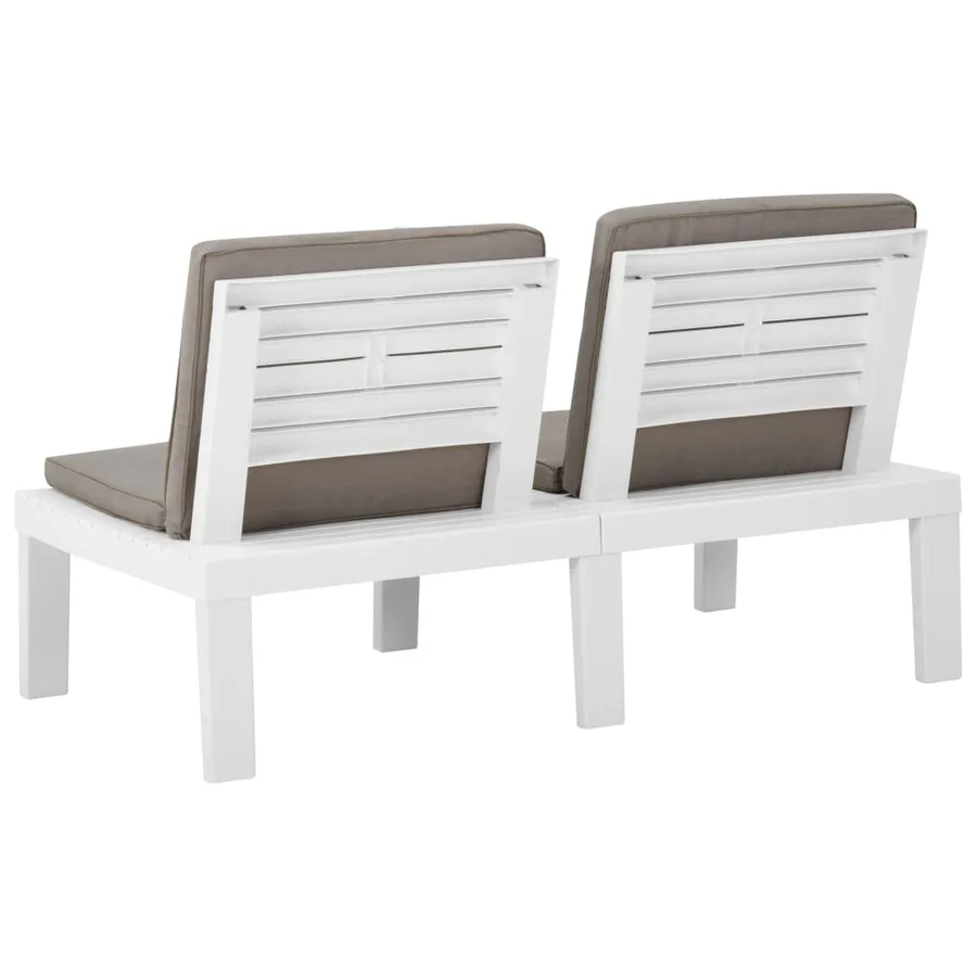 Banc de salon de jardin avec coussin Plastique Blanc - 4