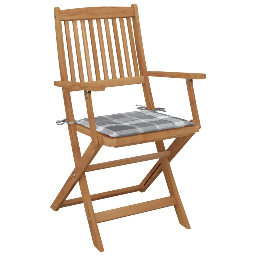 Chaises pliables de jardin lot de 6 avec coussins Bois d'acacia - 3