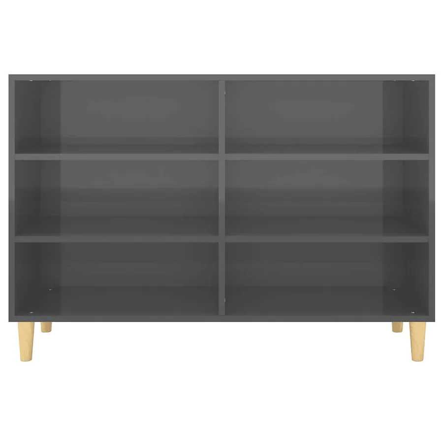 Buffet Gris brillant 103,5x35x70 cm bois d'ingénierie - 4