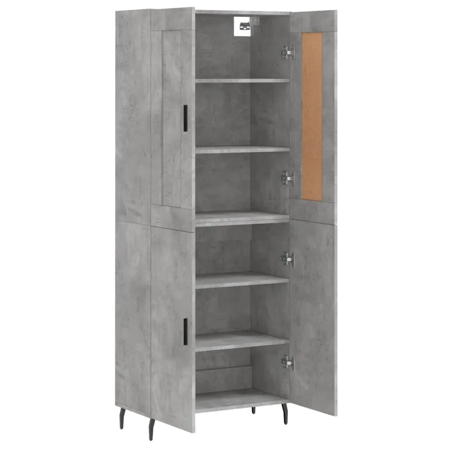 Buffet haut Gris béton 69,5x34x180 cm Bois d'ingénierie - 4