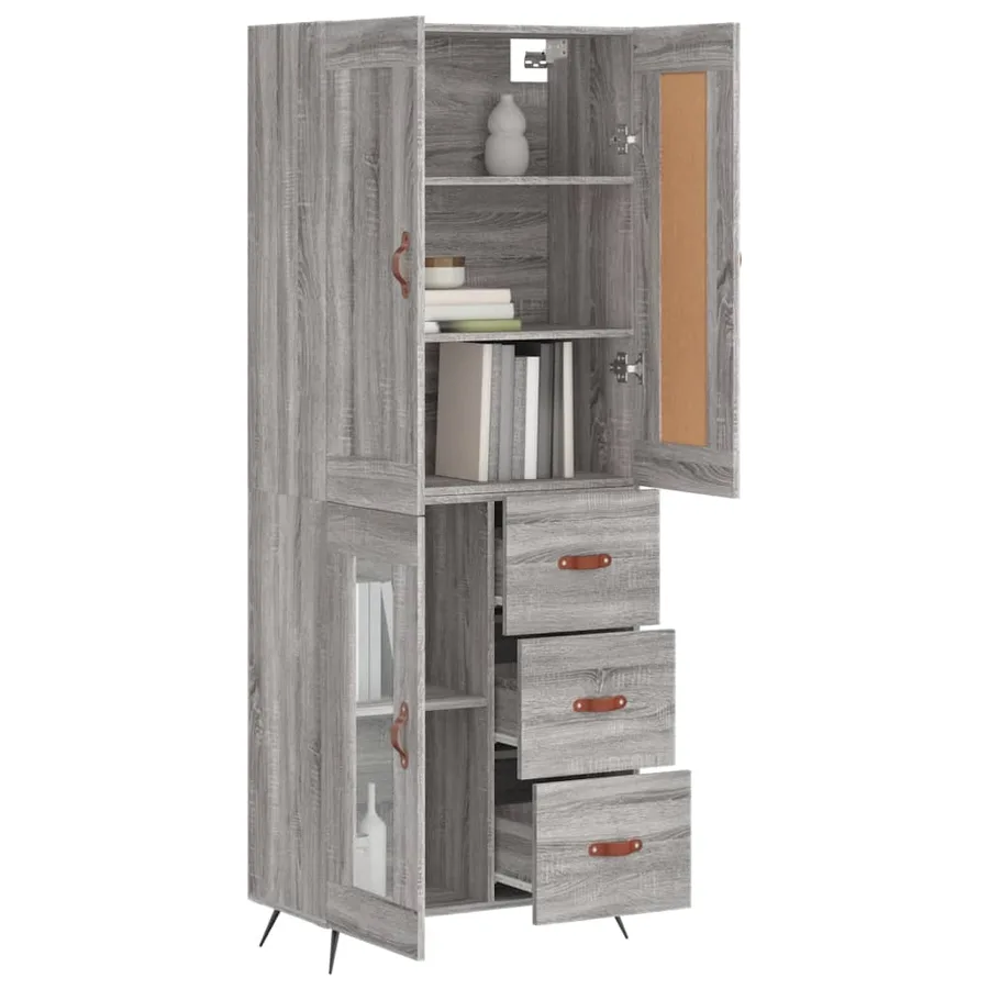 Buffet haut Sonoma gris 69,5x34x180 cm Bois d'ingénierie - 12