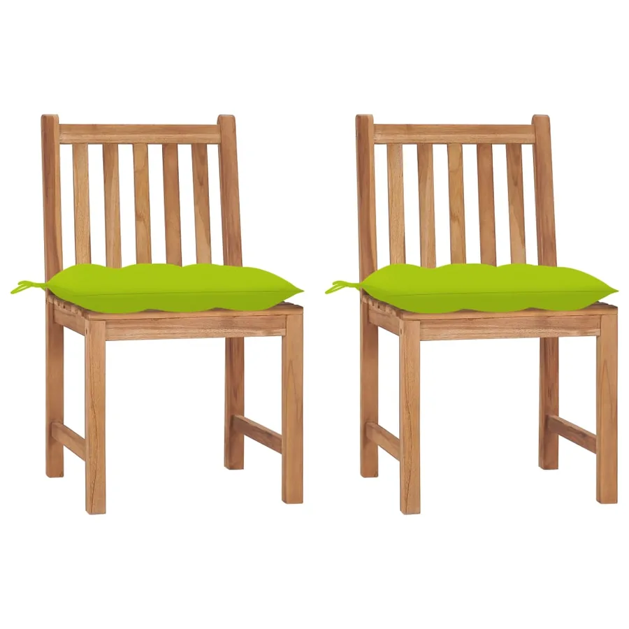 Chaises de jardin lot de 2 avec coussins Bois de teck massif