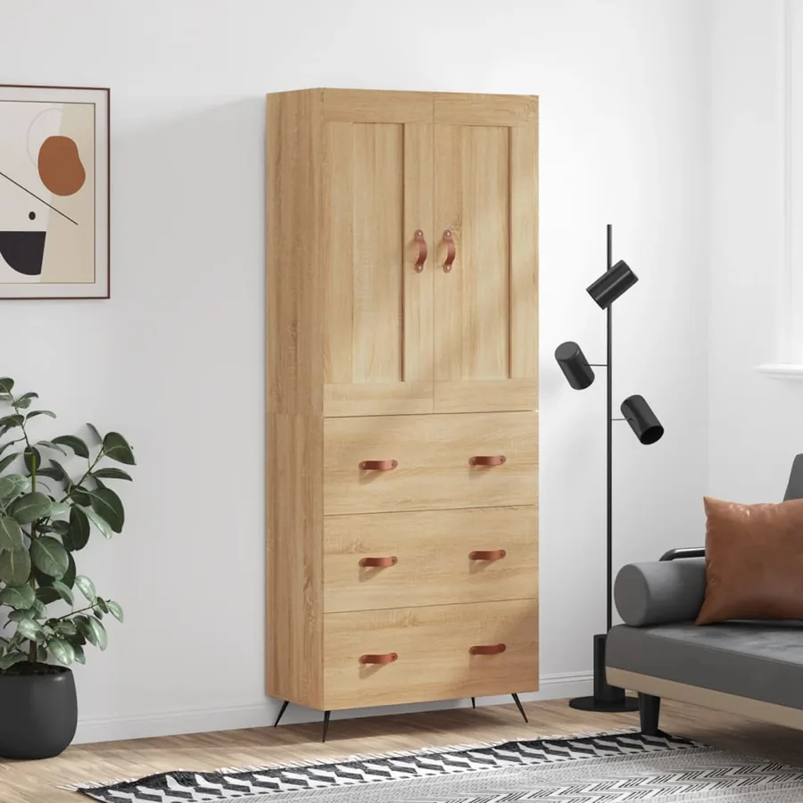 Buffet haut Chêne sonoma 69,5x34x180 cm Bois d'ingénierie
