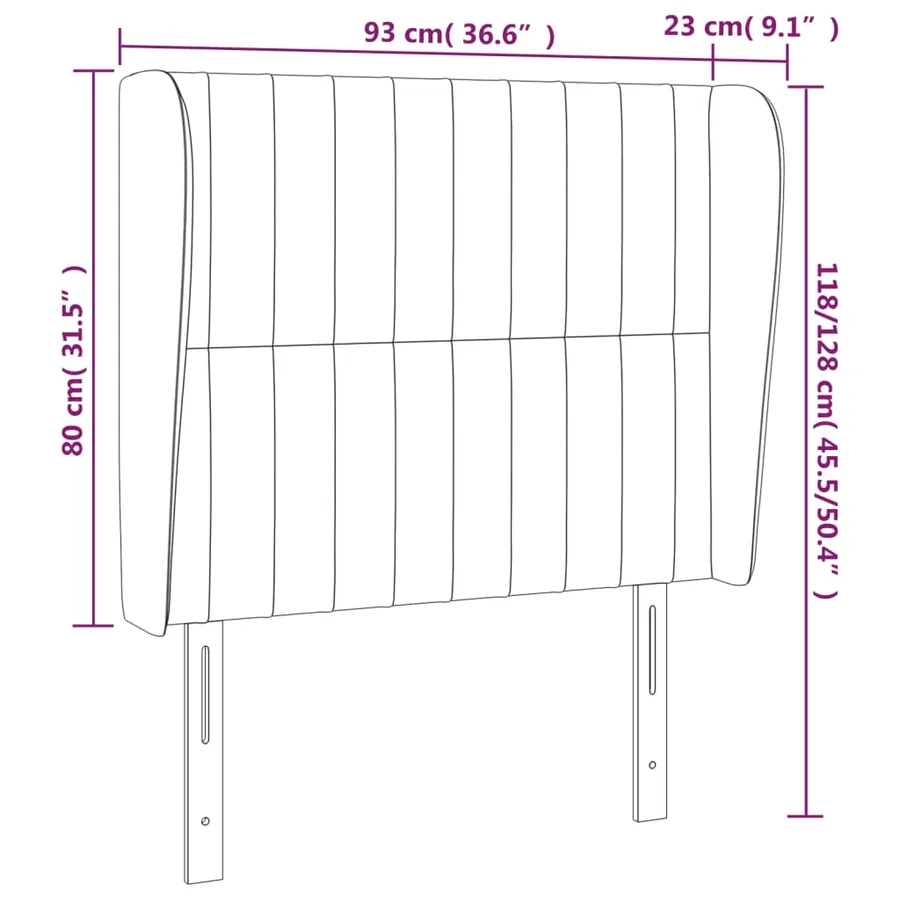 Tête de lit avec oreilles Gris foncé 93x23x118/128 cm Tissu - 9