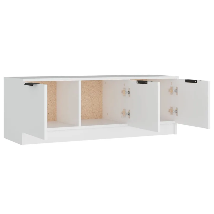Meuble TV Blanc 102x35x36,5 cm Bois d'ingénierie - 6