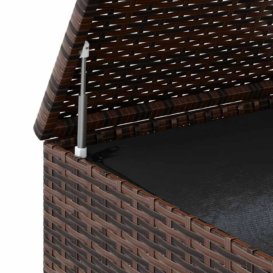 Boîte à coussins de jardin Résine tressée 145x100x103 cm Marron - 9