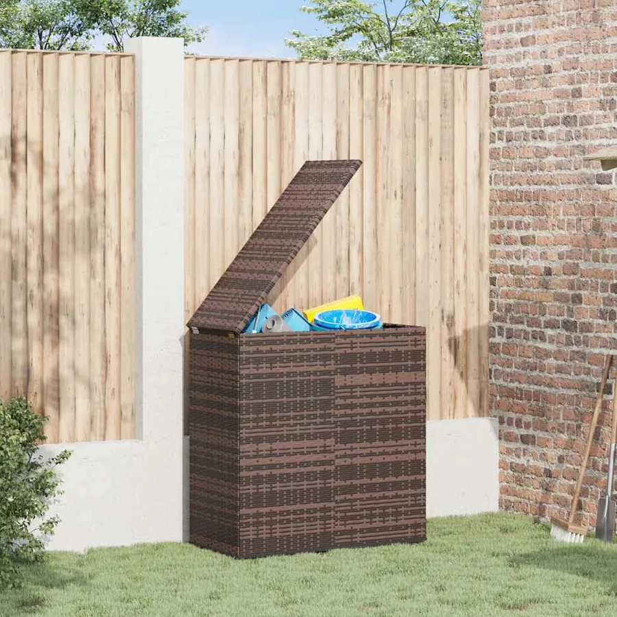 Boîte à coussins de jardin Résine tressée 100x49x103,5cm Marron