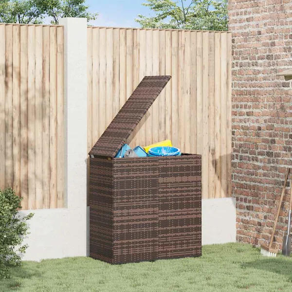 Boîte à coussins de jardin Résine tressée 100x49x103,5cm Marron