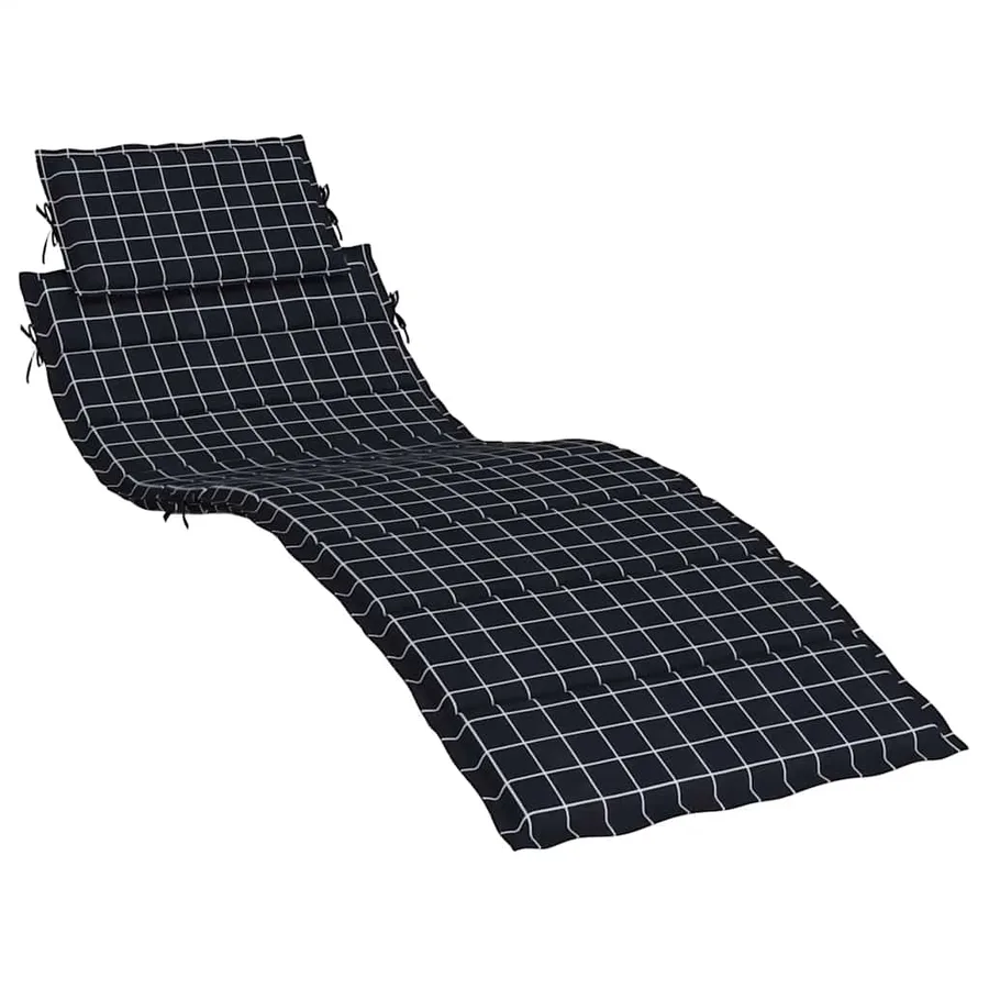 Coussin de chaise longue motif à carreaux noir tissu oxford - 2