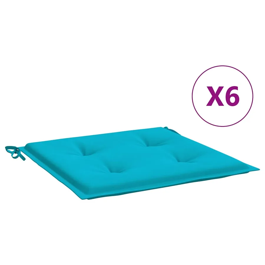 Coussins de chaise de jardin lot de 6 turquoise 40x40x4cm tissu - 2