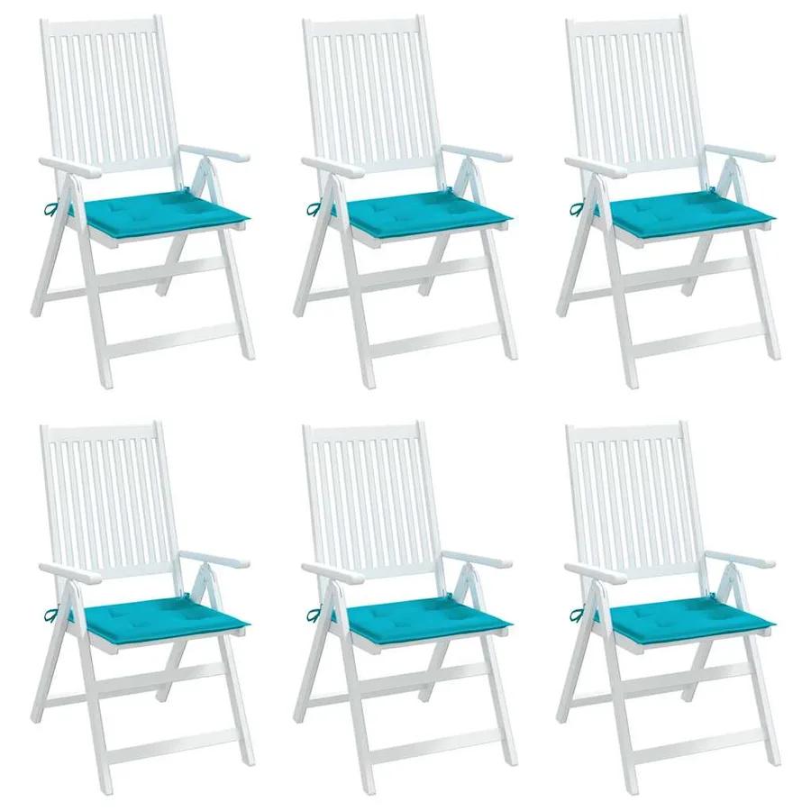 Coussins de chaise de jardin lot de 6 turquoise 40x40x4cm tissu - 4